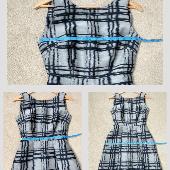 Reiss Peron Dress Fit And Flare Cocktail Mini Dress Sleeveless Pockets Navy Grey - Picture 11 of 16